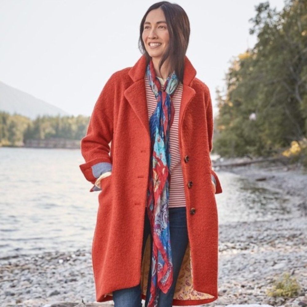 Sundance Orange Cozy Cocoon Wool Coat